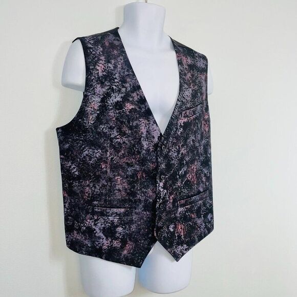 Mens Vest Size XXL 2XL Waistcoat Black Gray Paint Splatter Abstract - Picture 5 of 12